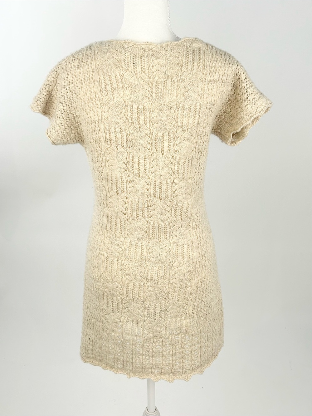 Anthropologie Sparrow Pointelle Wool Linen Sweater Dress S Cream
